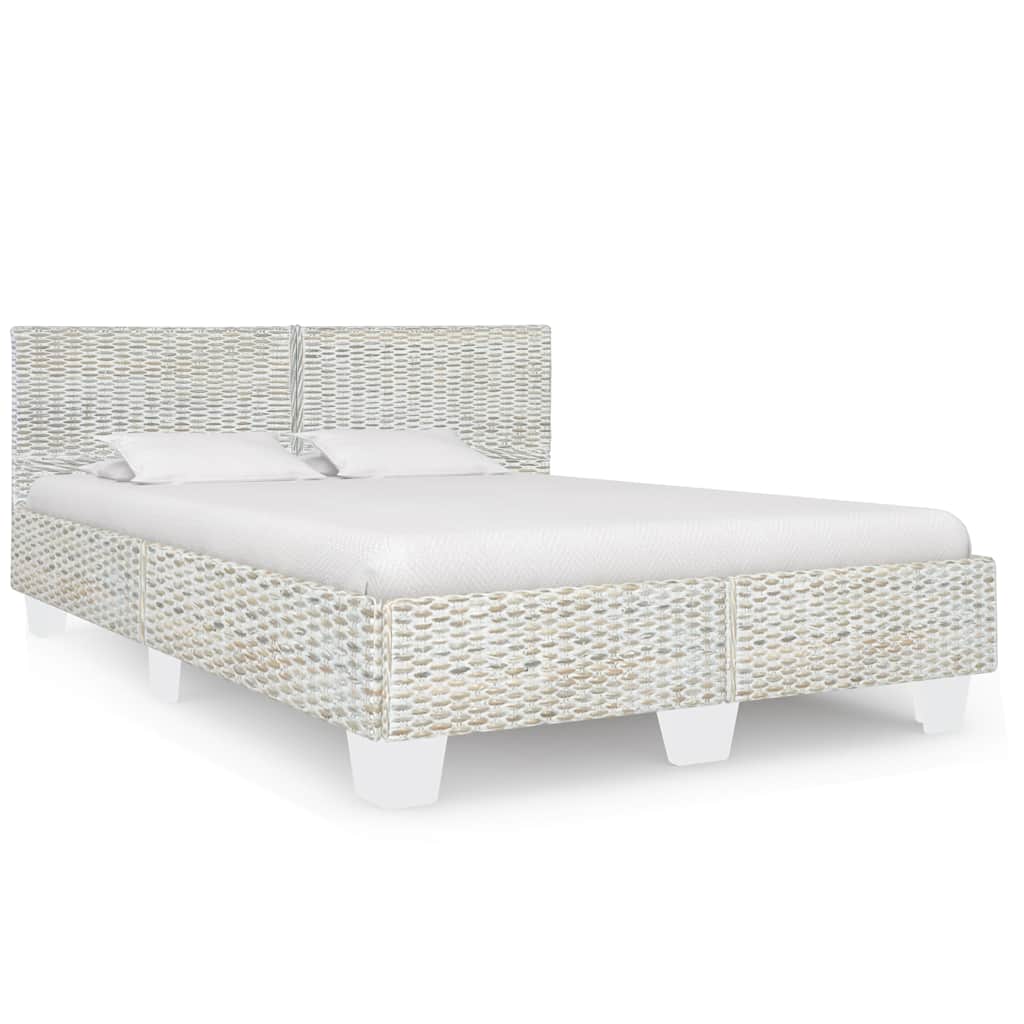 Cadre de lit sans matelas Gris Rotin naturel 140x200 cm - XIOS