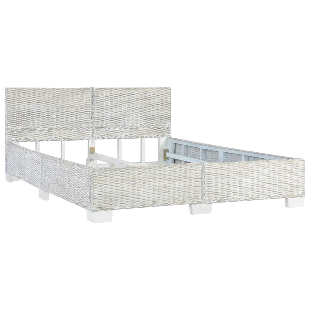 Cadre de lit sans matelas Gris Rotin naturel 140x200 cm - XIOS