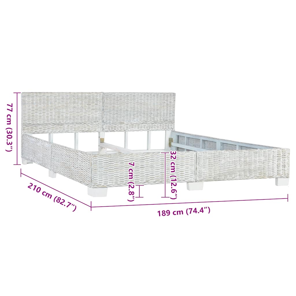 Cadre de lit sans matelas Gris Rotin naturel 180x200 cm - XIOS