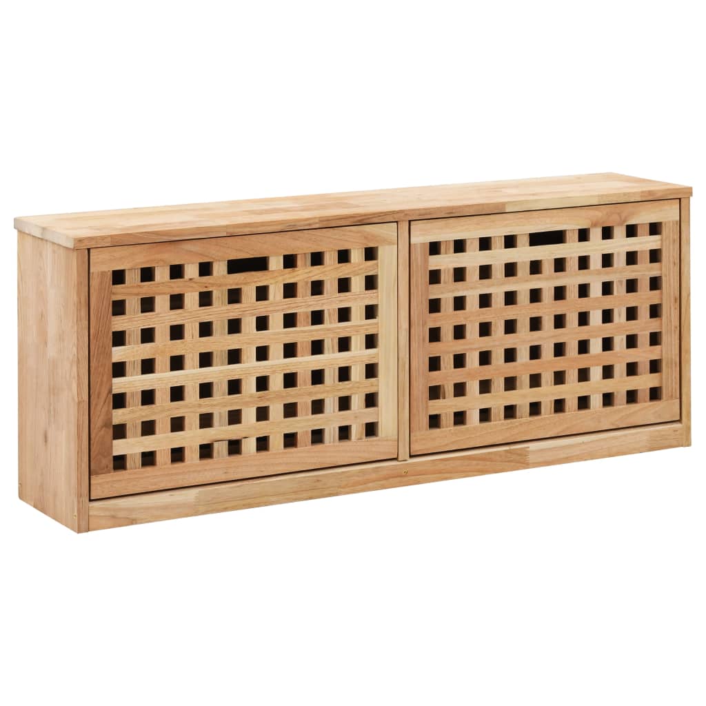 Banc de rangement de chaussures 94x20x38cm Bois massif de noyer - XIOS