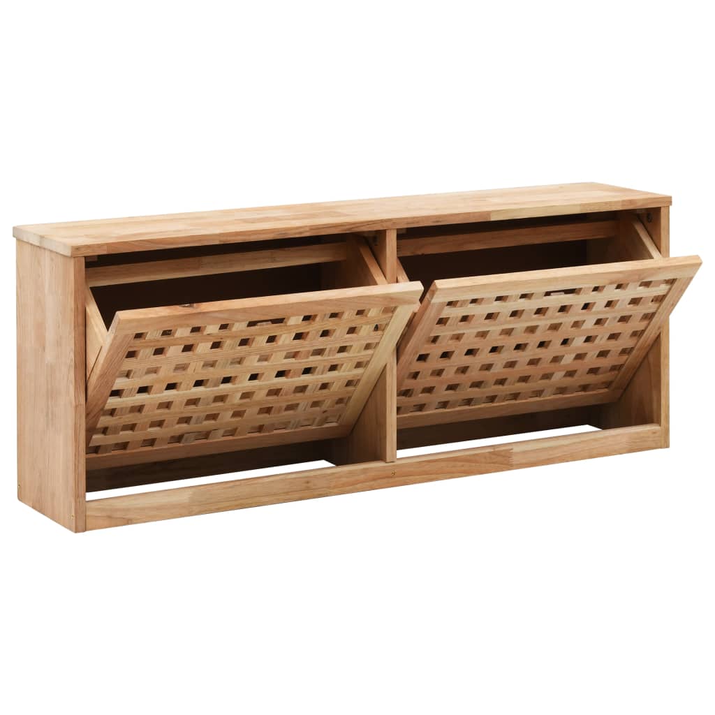 Banc de rangement de chaussures 94x20x38cm Bois massif de noyer - XIOS