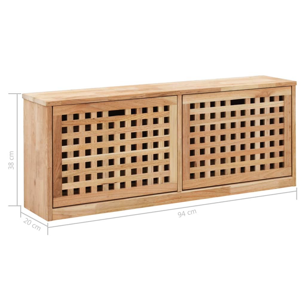 Banc de rangement de chaussures 94x20x38cm Bois massif de noyer - XIOS