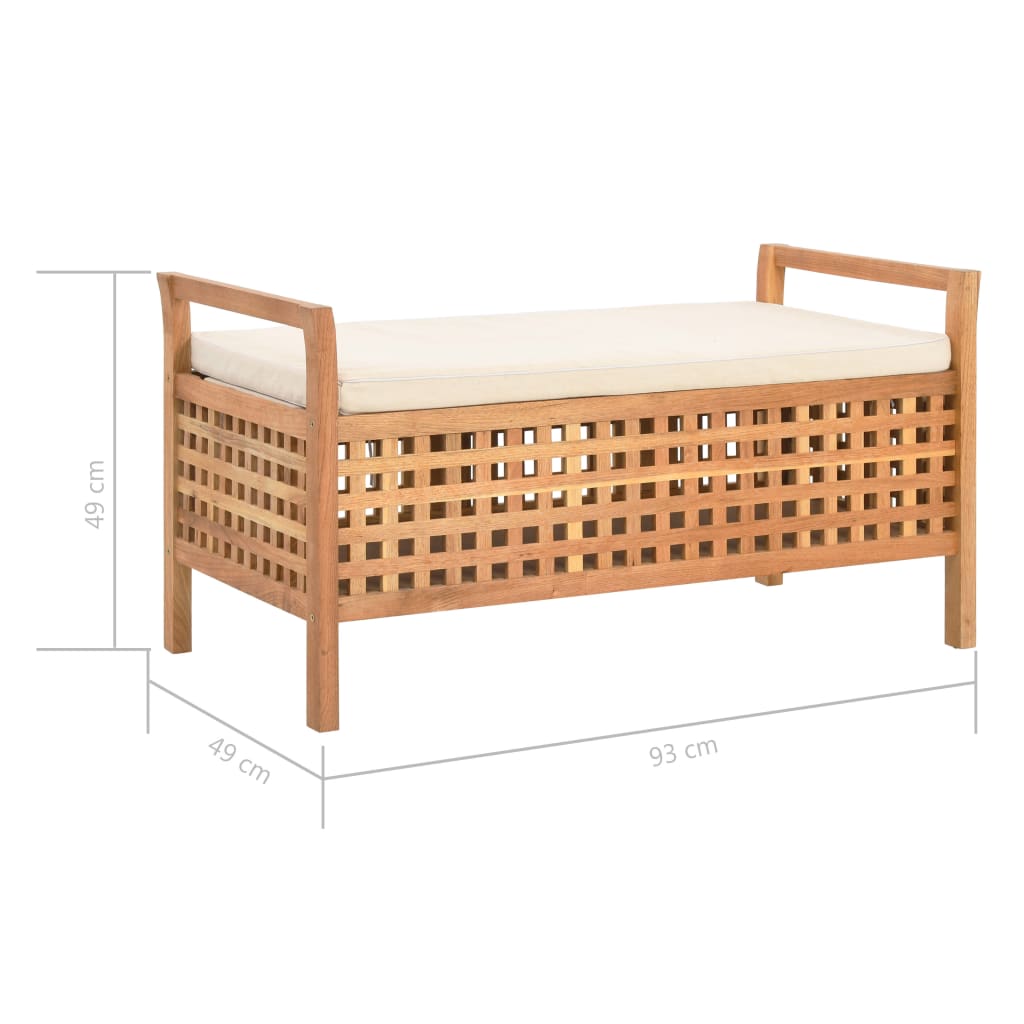 Banc de rangement 93x49x49 cm Bois de noyer massif - XIOS