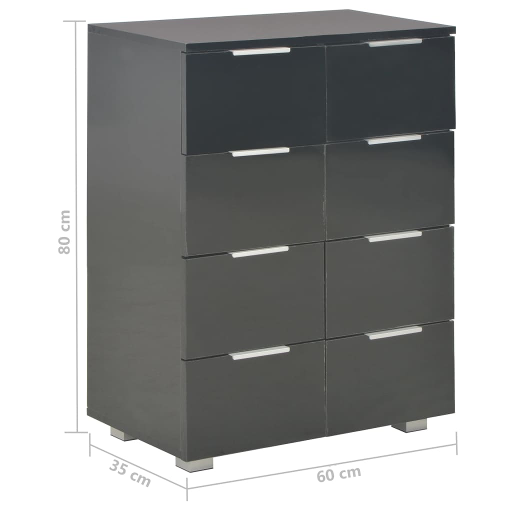 Buffet Noir brillant 60x35x80 cm Bois d'ingénierie - XIOS