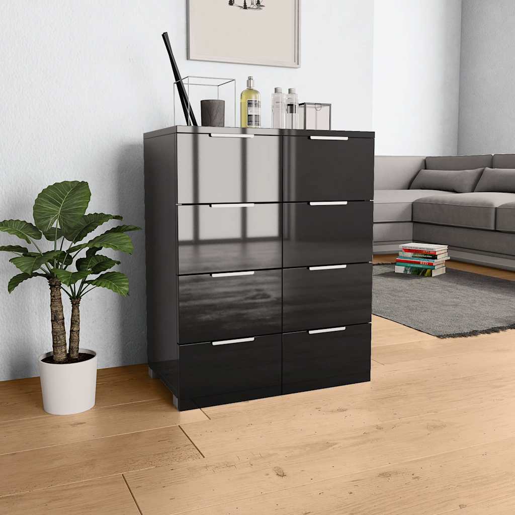Buffet Noir brillant 60x35x80 cm Bois d'ingénierie - XIOS