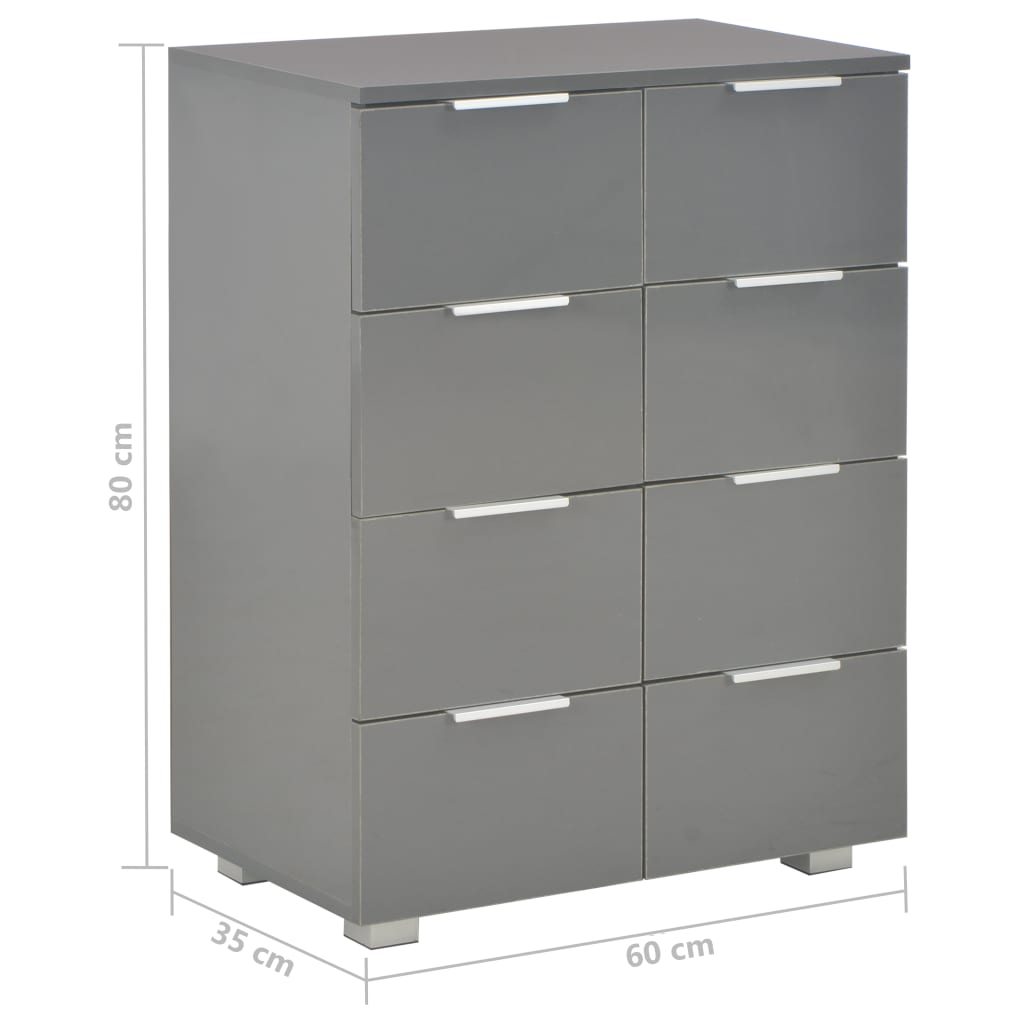 Buffet Gris brillant 60x35x80 cm Bois d'ingénierie - XIOS