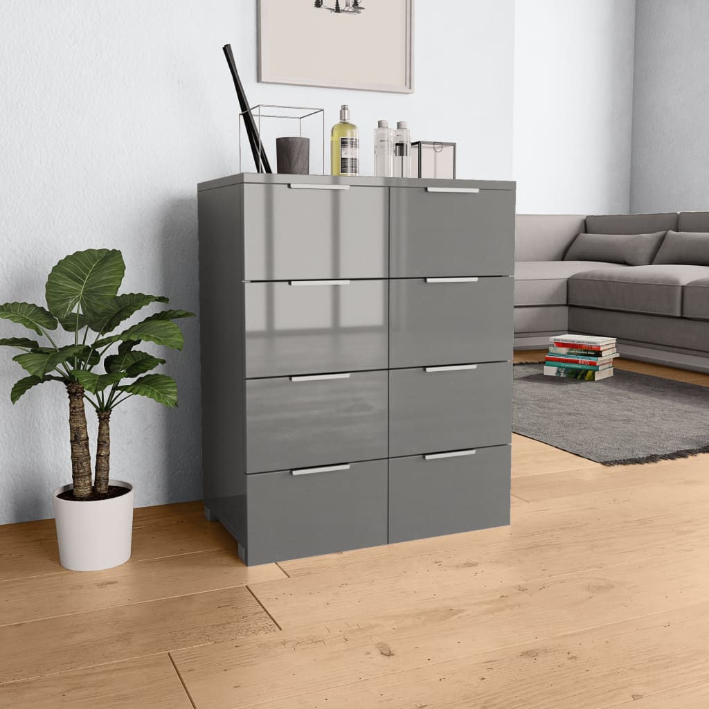 Buffet Gris brillant 60x35x80 cm Bois d'ingénierie - XIOS