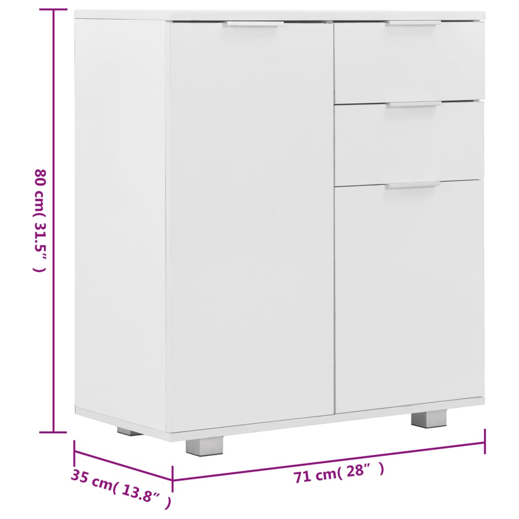 Buffet Blanc brillant 71 x 35 x 80 cm Bois d'ingénierie - XIOS