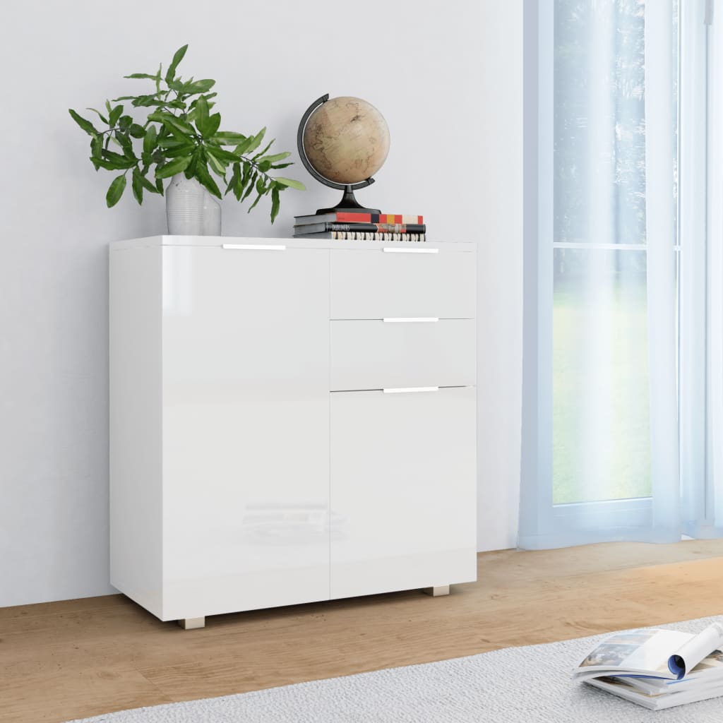Buffet Blanc brillant 71 x 35 x 80 cm Bois d'ingénierie - XIOS