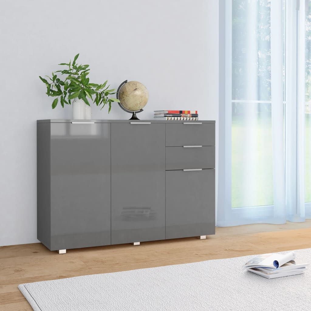 Buffet Gris brillant 107x35x80,5 cm - XIOS