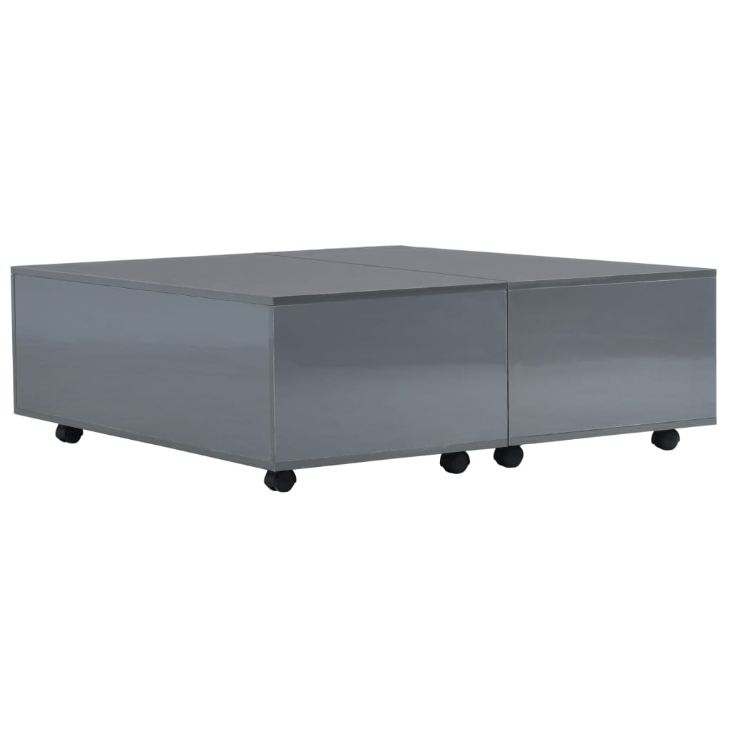 Table basse Gris brillant 100x100x35 cm - XIOS