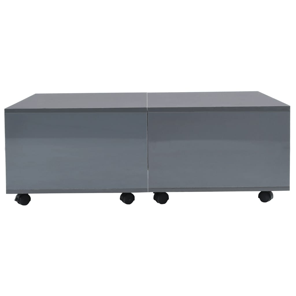 Table basse Gris brillant 100x100x35 cm - XIOS