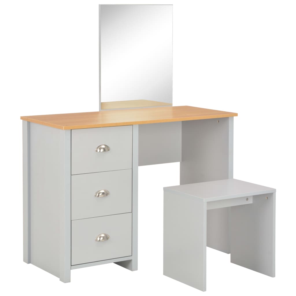 Coiffeuse avec miroir et tabouret Gris 104x45x131 cm - XIOS