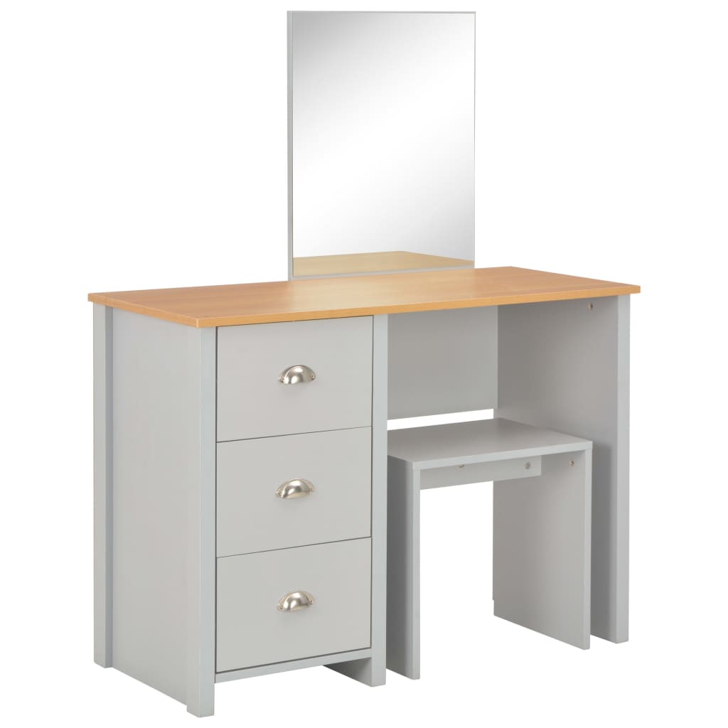 Coiffeuse avec miroir et tabouret Gris 104x45x131 cm - XIOS