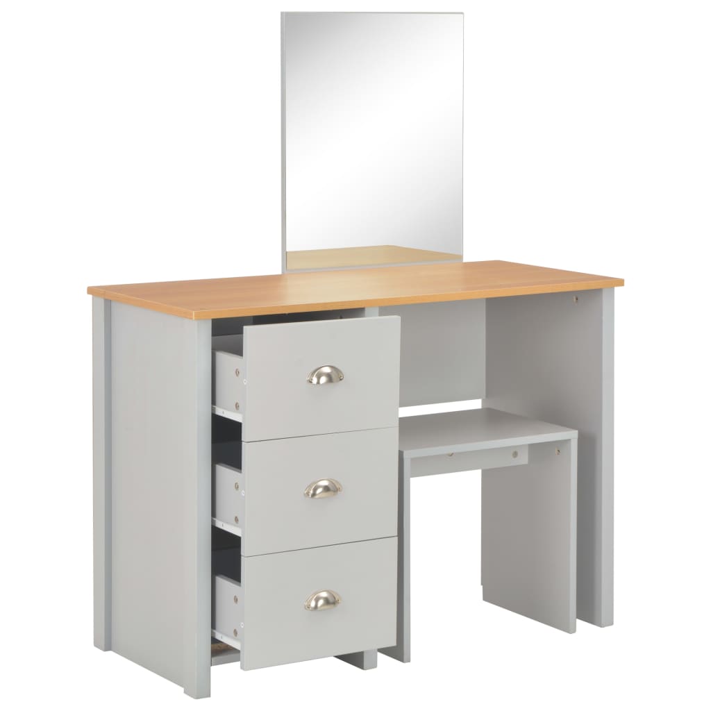 Coiffeuse avec miroir et tabouret Gris 104x45x131 cm - XIOS