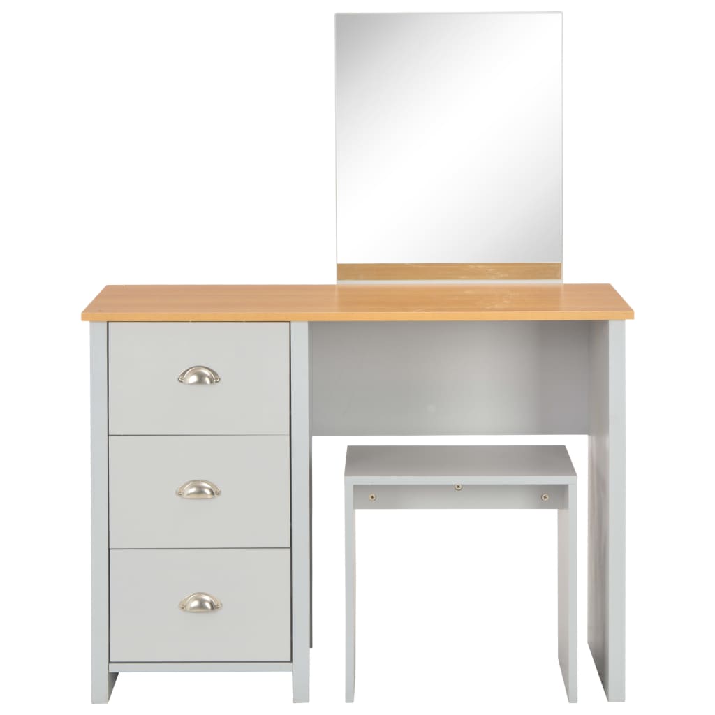Coiffeuse avec miroir et tabouret Gris 104x45x131 cm - XIOS