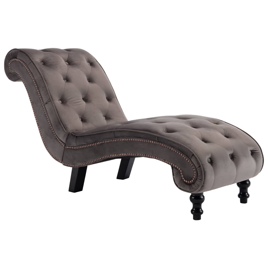 Chaise longue Velours Gris - XIOS
