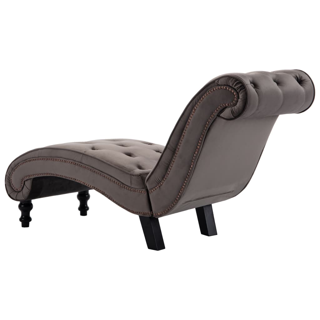 Chaise longue Velours Gris - XIOS