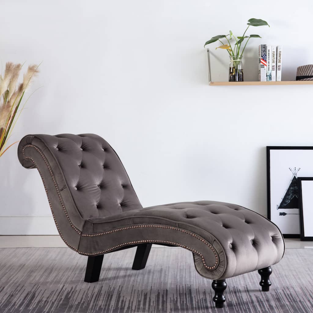 Chaise longue Velours Gris - XIOS