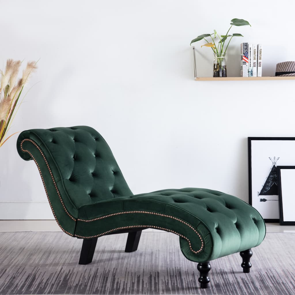 Chaise longue Velours Vert - XIOS