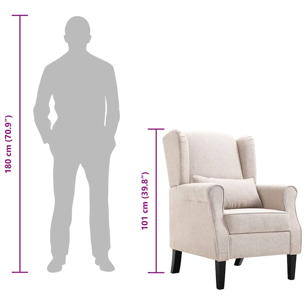Fauteuil beige tissu