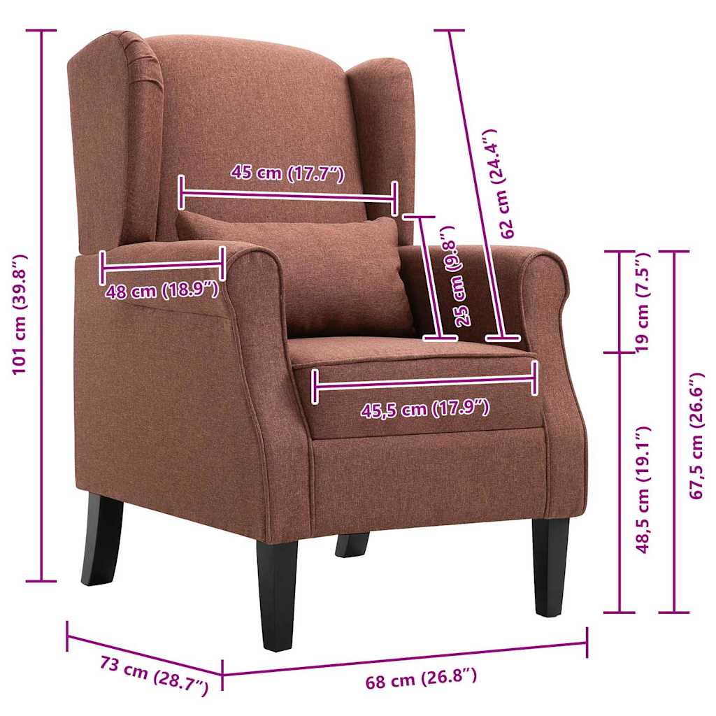 Fauteuil marron tissu