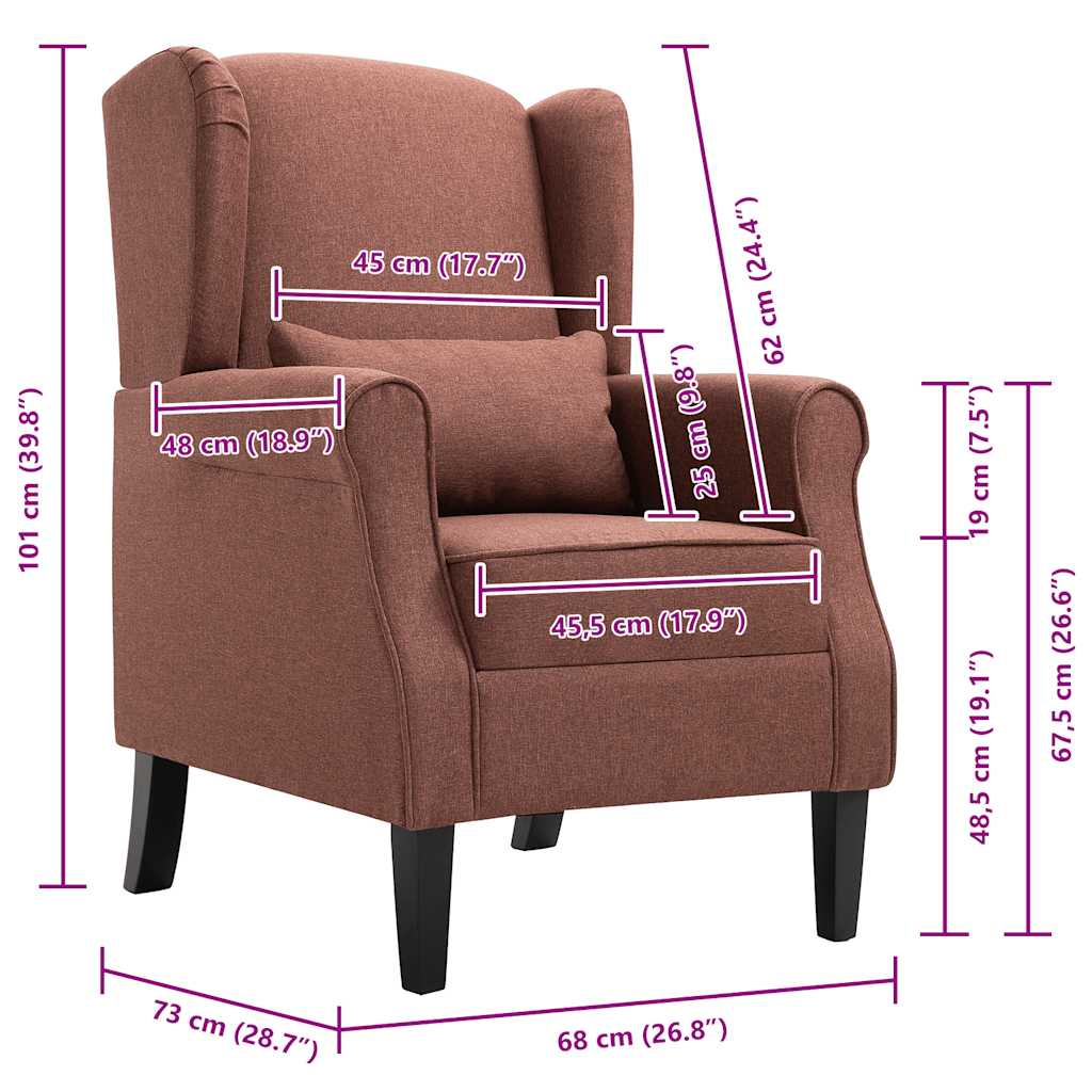 Fauteuil marron tissu