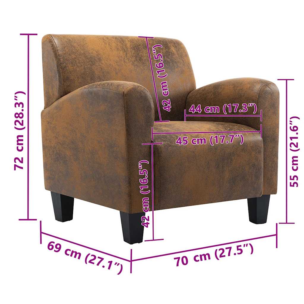 Canapé-chaise Marron 70x69x72 cm Similicuir - XIOS