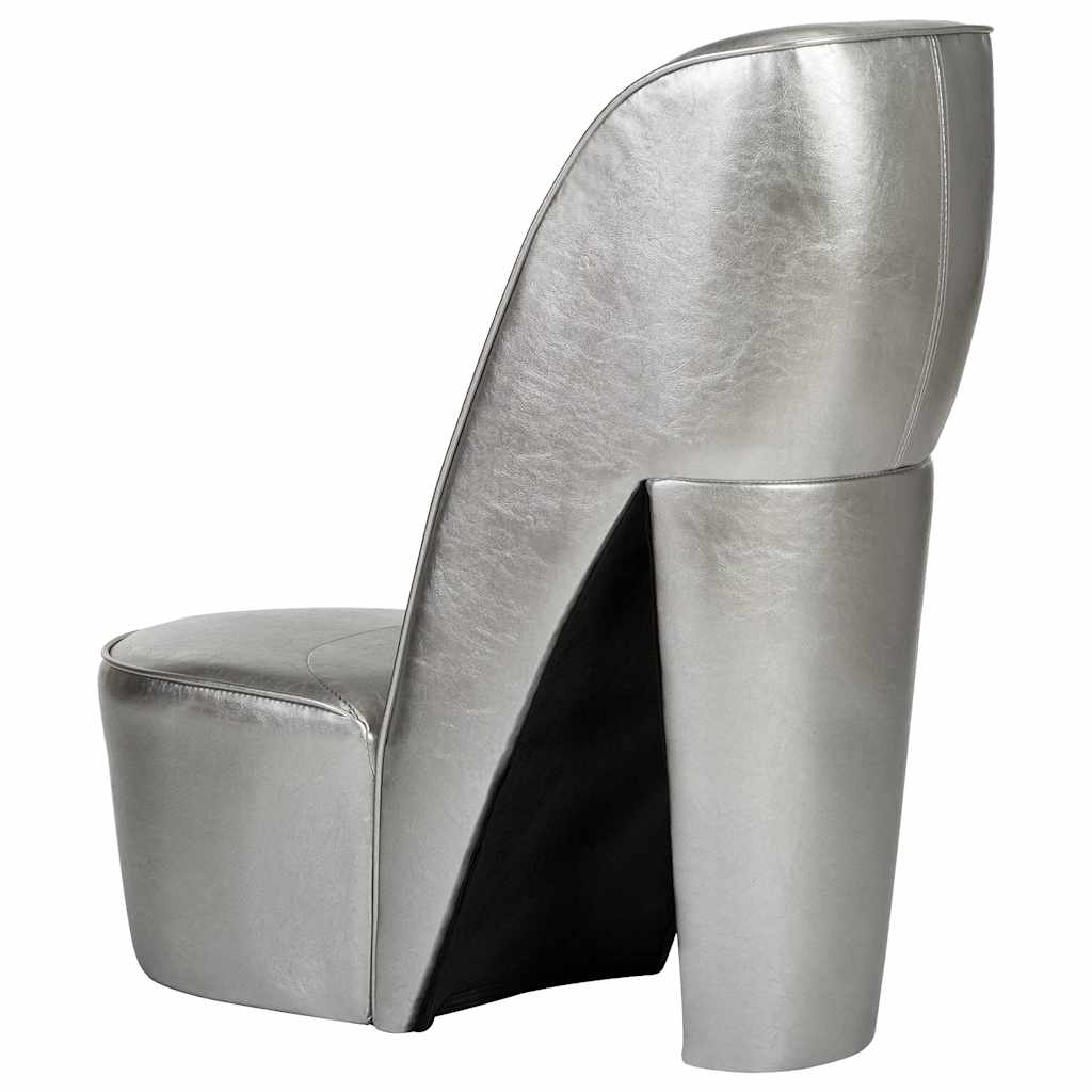 Chaise en forme de chaussure à talon haut argenté similicuir - XIOS