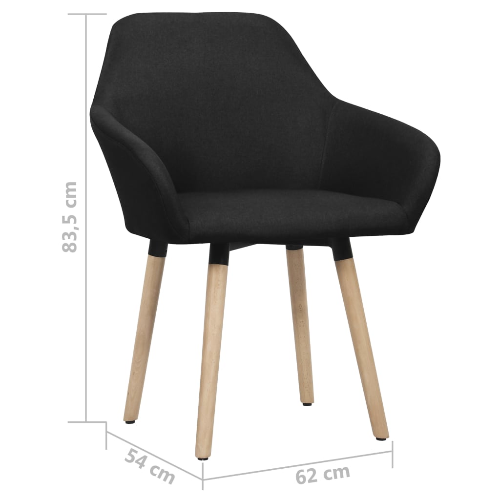 Chaises à manger lot de 2 noir tissu - XIOS