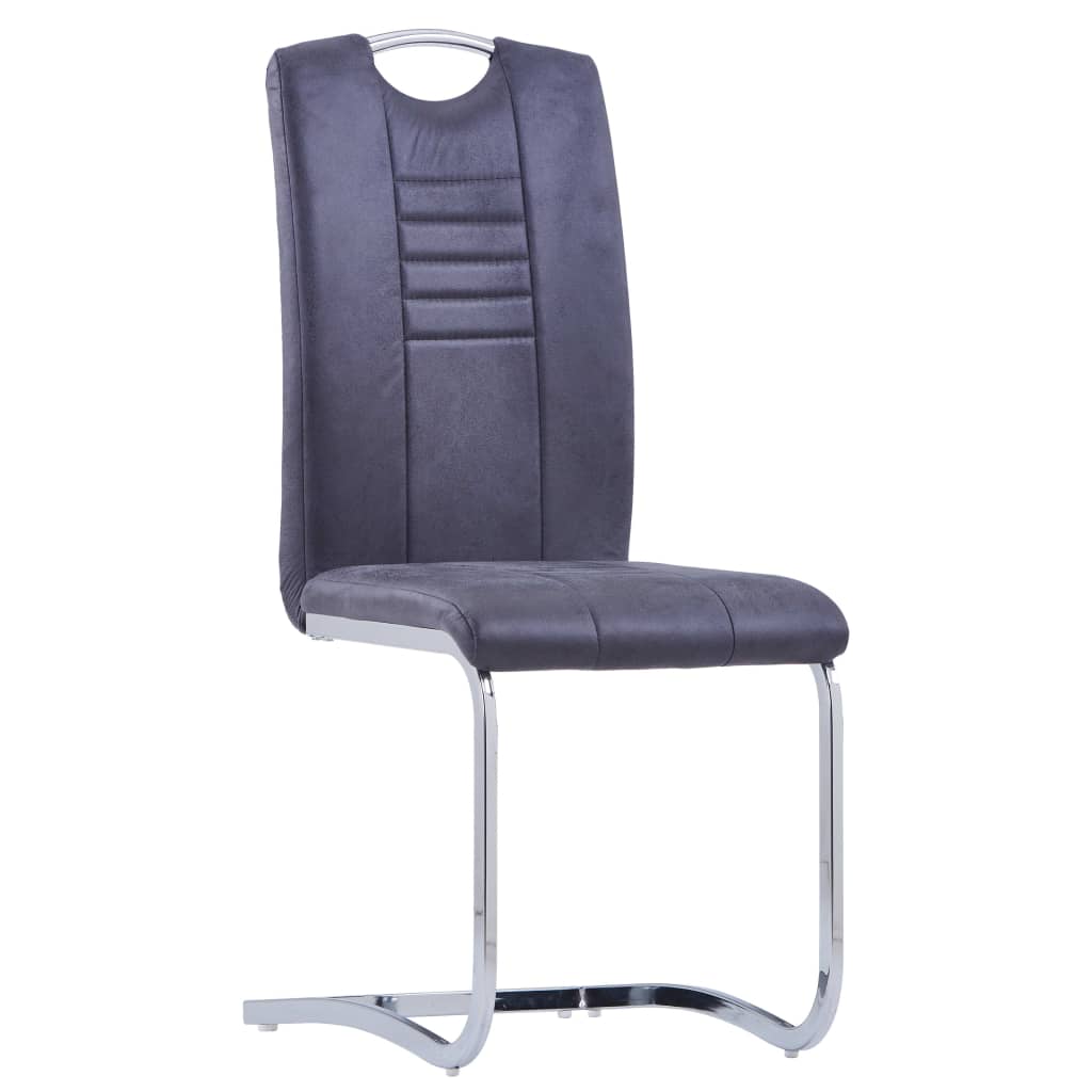 Chaises à manger cantilever lot de 2 gris similicuir daim - XIOS