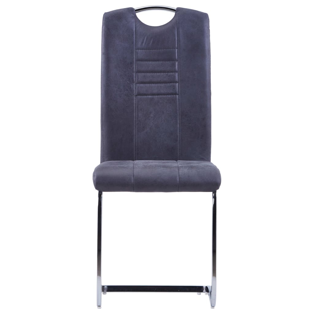 Chaises à manger cantilever lot de 2 gris similicuir daim - XIOS