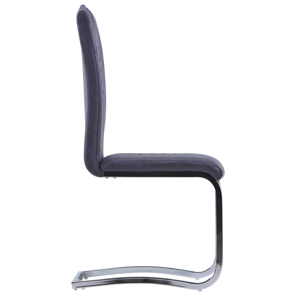 Chaises à manger cantilever lot de 2 gris similicuir daim - XIOS