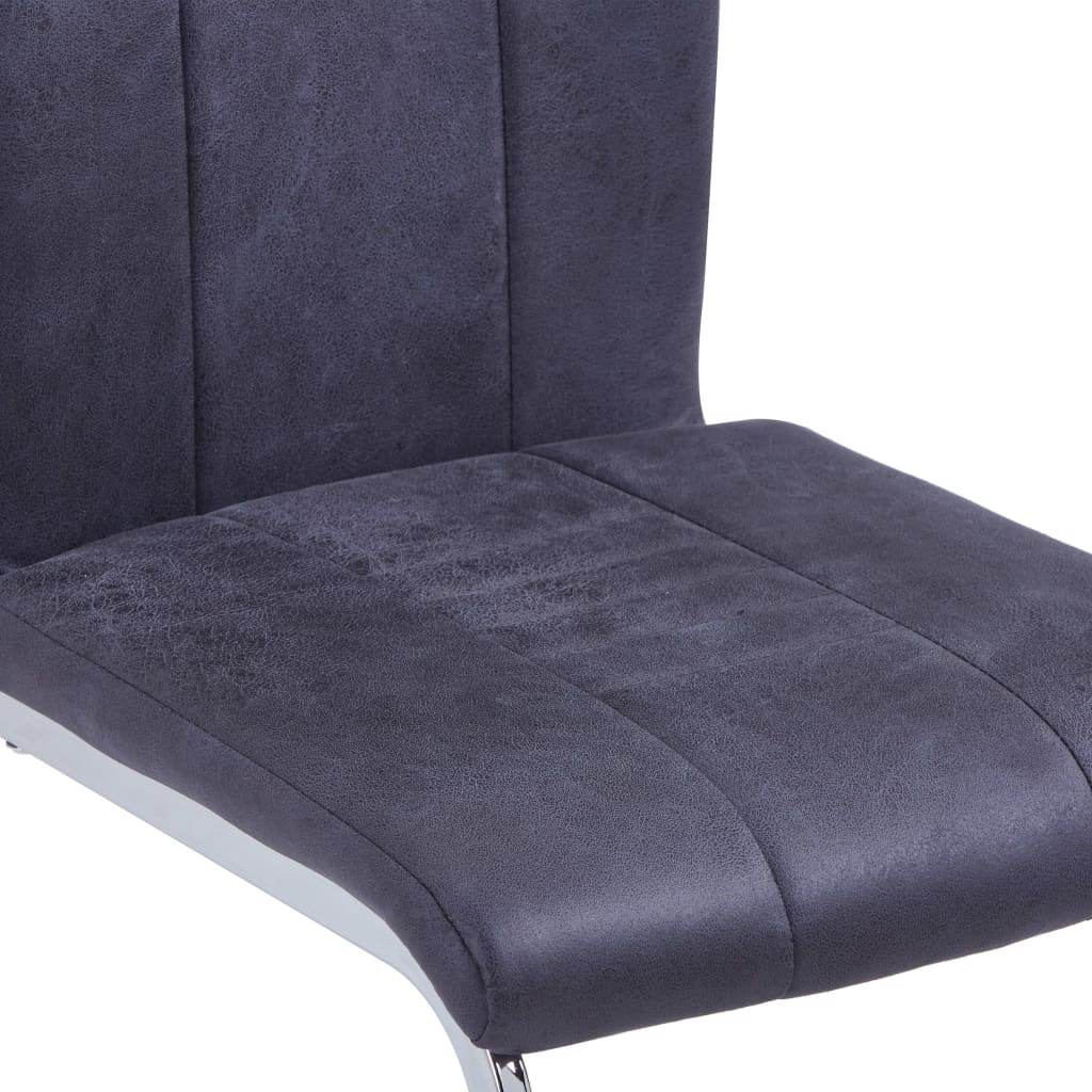 Chaises à manger cantilever lot de 2 gris similicuir daim - XIOS