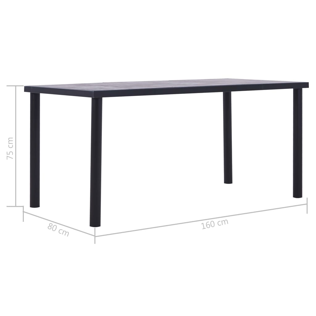 Table à manger Noir et gris béton 160x80x75 cm MDF - XIOS