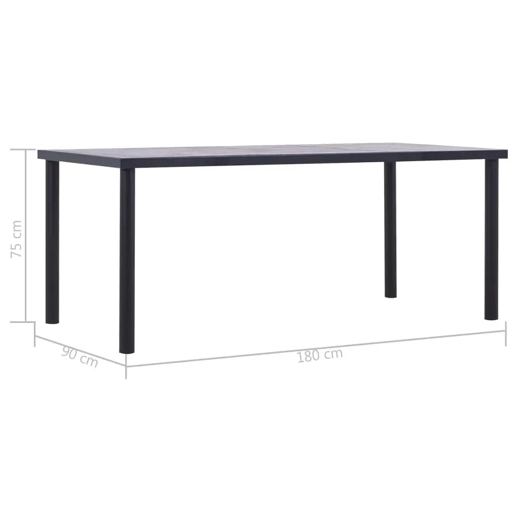 Table à manger Noir et gris béton 180x90x75 cm MDF - XIOS