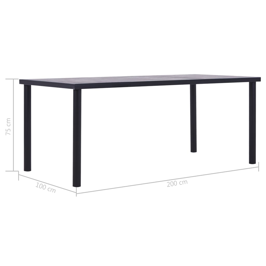 Table à manger Noir et gris béton 200x100x75 cm MDF - XIOS