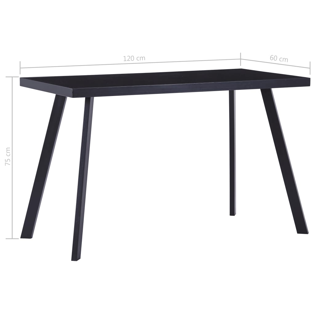 Table à manger Noir 120x60x75 cm Verre trempé