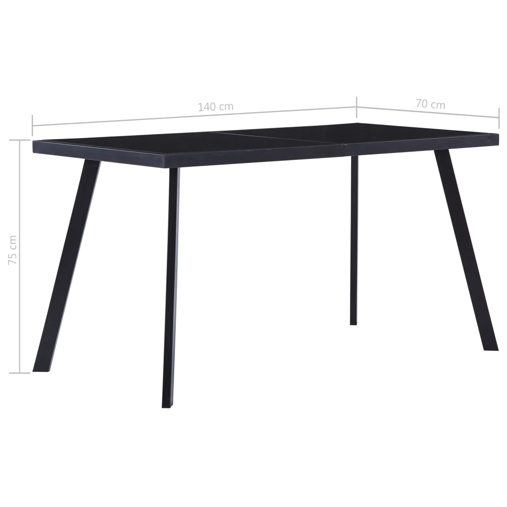 Table à manger Noir 140x70x75 cm Verre trempé