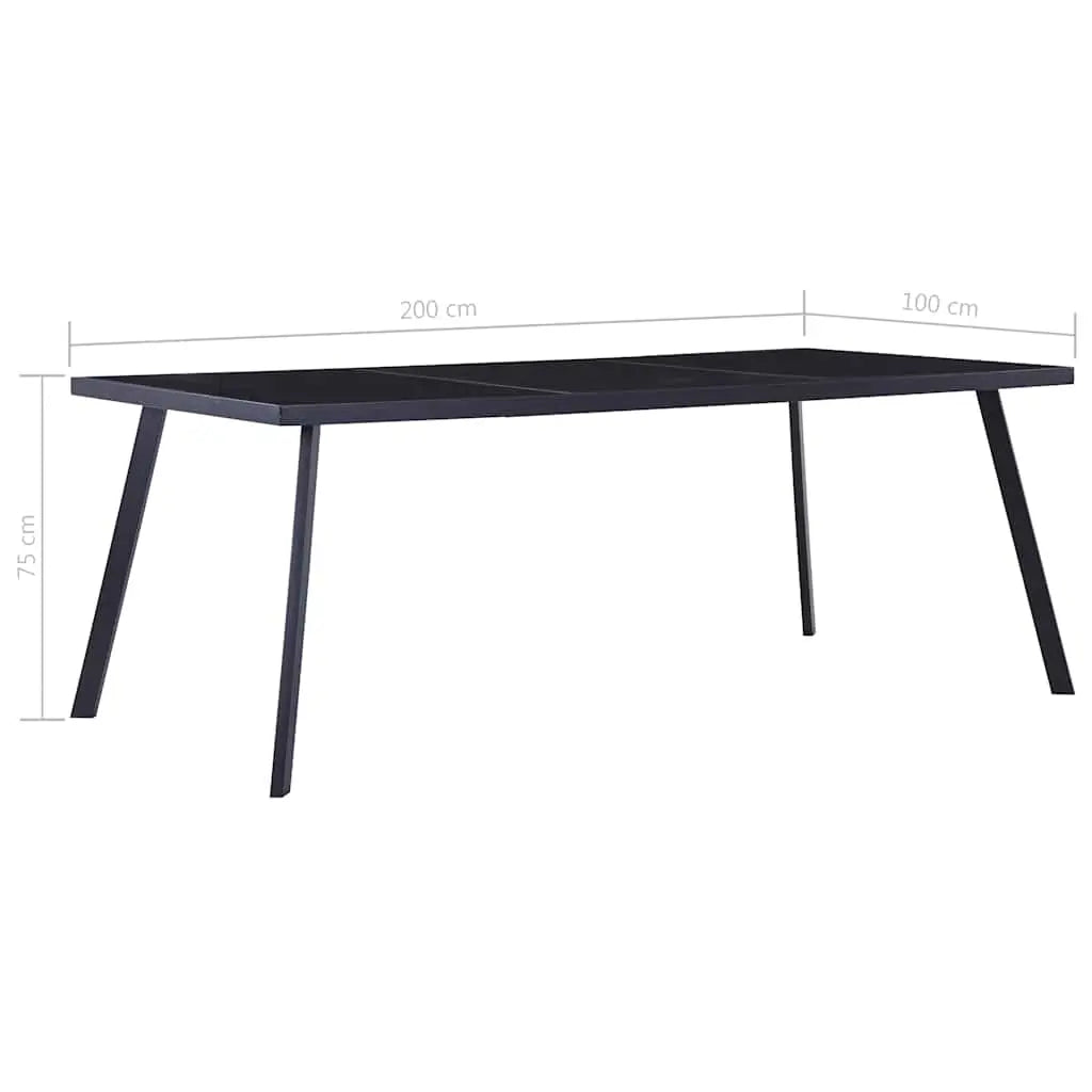 Table à manger Noir 200x100x75 cm Verre trempé - XIOS