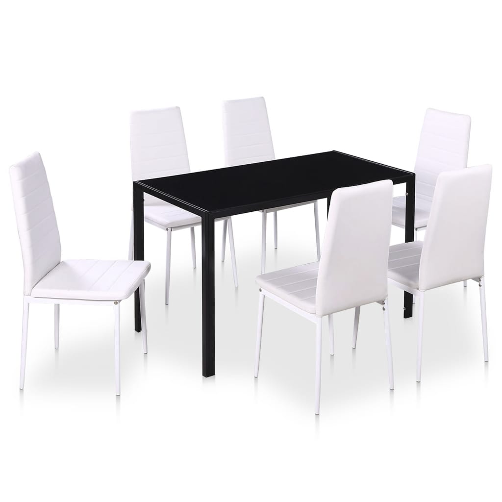 Ensemble de table à manger 7 pcs noir et blanc