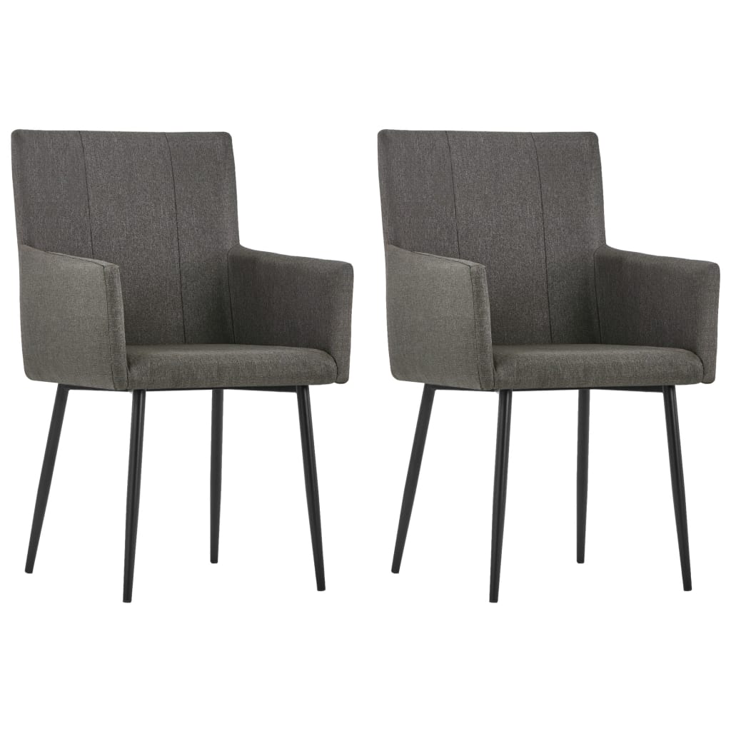 Chaises à manger et accoudoirs lot de 2 taupe tissu - XIOS
