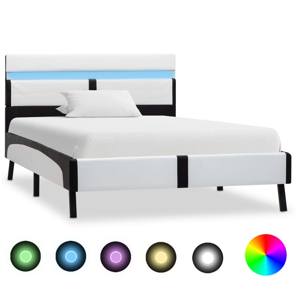 Cadre de lit avec LED sans matelas blanc et noir 90x200 cm - XIOS