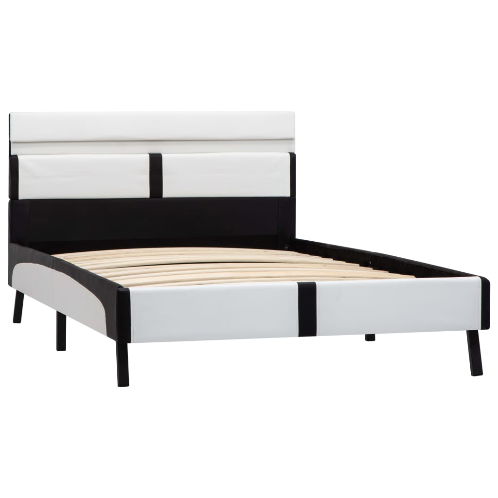 Cadre de lit avec LED sans matelas blanc et noir 90x200 cm - XIOS