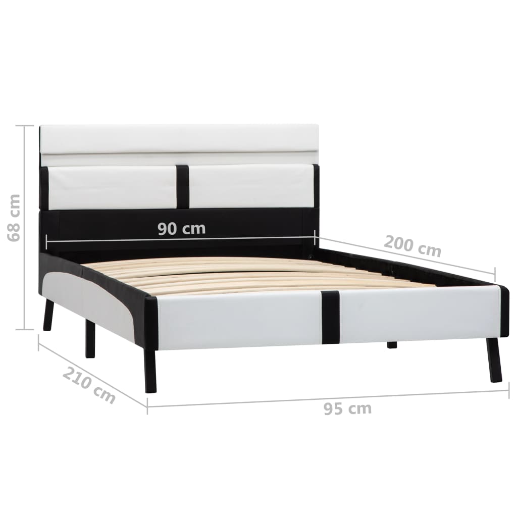Cadre de lit avec LED sans matelas blanc et noir 90x200 cm - XIOS