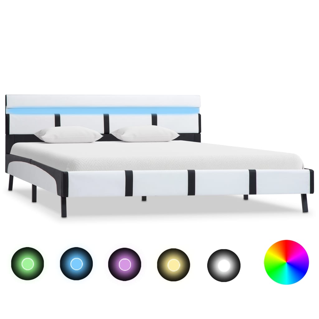 Cadre de lit avec LED sans matelas blanc 140x200 cm similicuir - XIOS