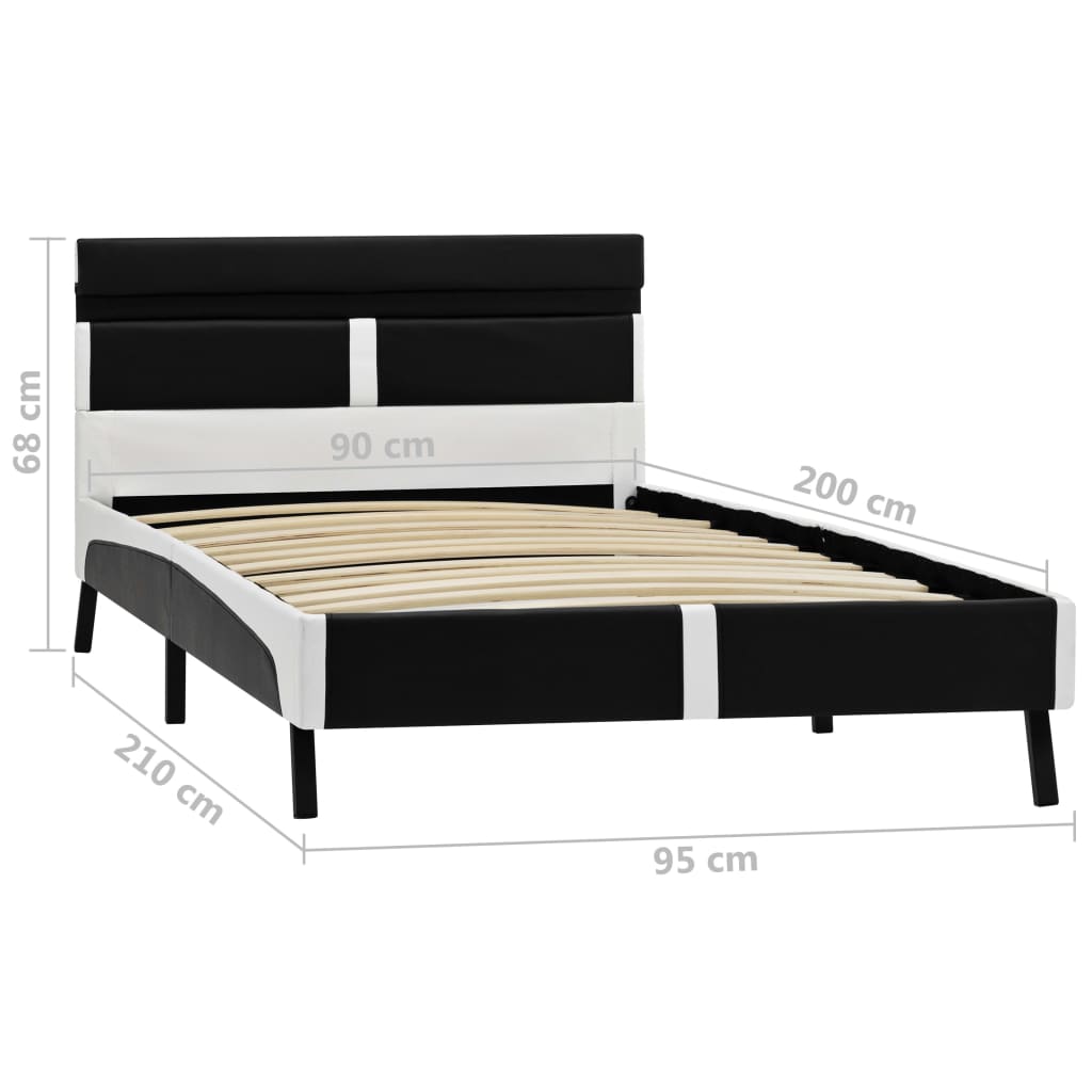 Cadre de lit avec LED sans matelas noir similicuir 90x200 cm - XIOS