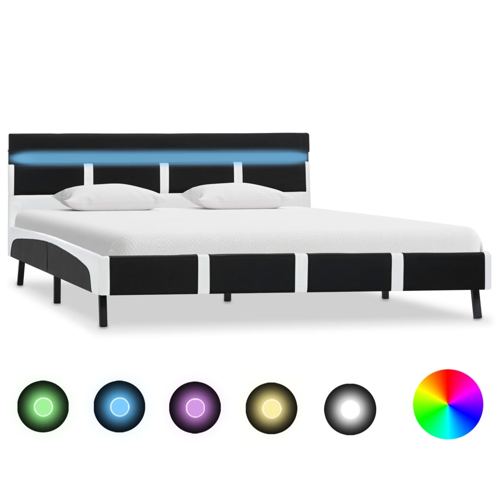Cadre de lit avec LED sans matelas noir 160x200 cm - XIOS