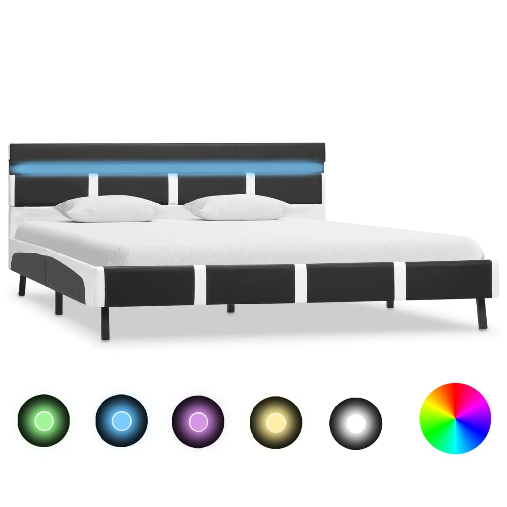 Cadre de lit avec LED Gris Similicuir 160 x 200 cm - XIOS