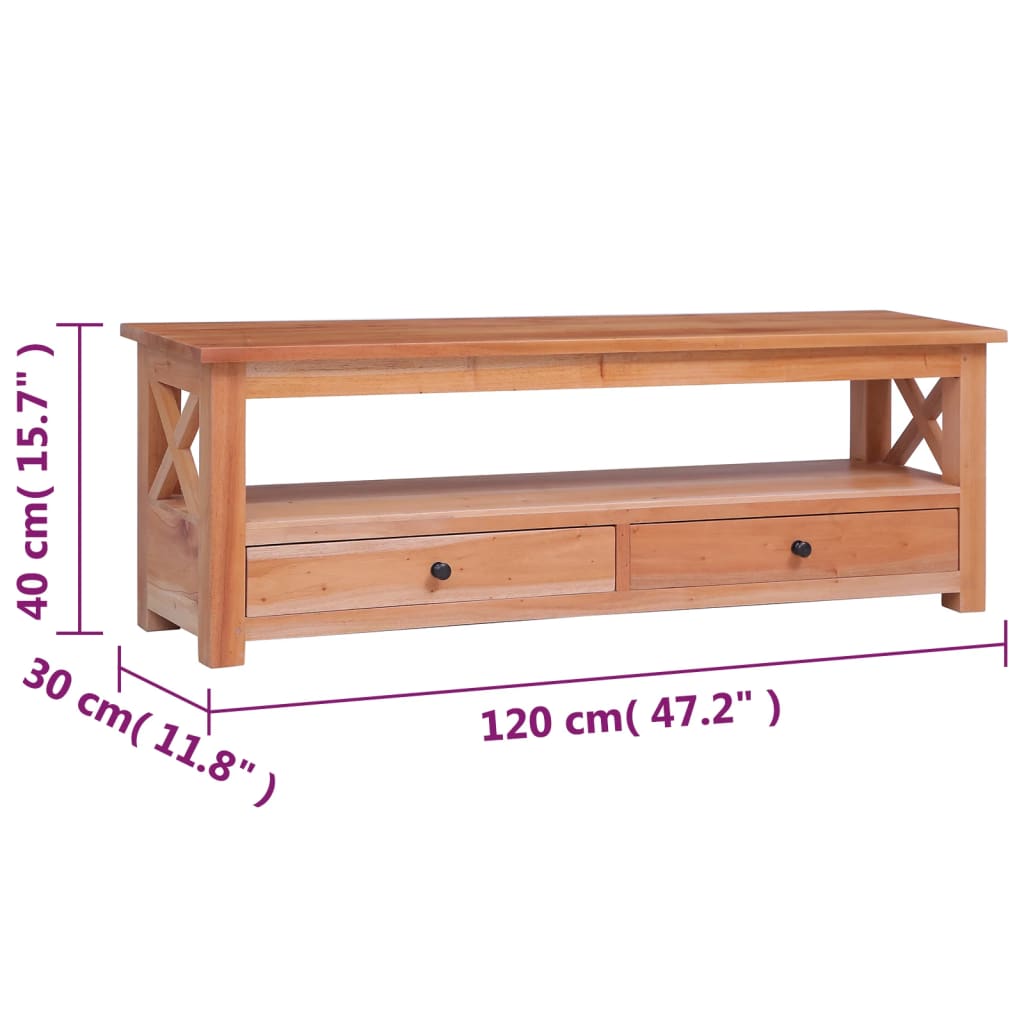 Meuble TV 120x30x40 cm Bois d'acajou massif - XIOS